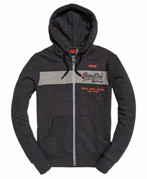 Superdry Sweat Ing Shop Magma Panel Cipzár Férfi Kapucnis Pulóver Fekete | KXPQM2340